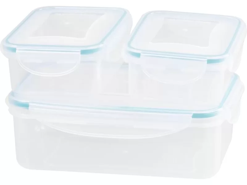 Set geanta termoizolanta cu 3 containere plastic pentru mancare, 2x0.5l si 1.5l
