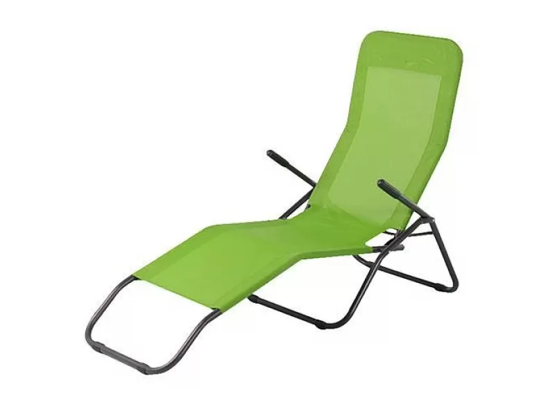 Sezlong pliabil,140x60x96cm,cadru otel,culoare verde