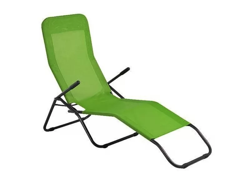 Sezlong pliabil,140x60x96cm,cadru otel,culoare verde