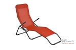 Sezlong pliabil,140x60x96cm,cadru otel,culoare portocalie