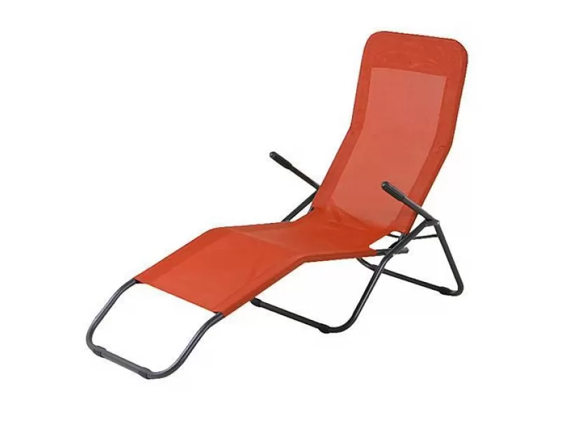 Sezlong pliabil,140x60x96cm,cadru otel,culoare portocalie