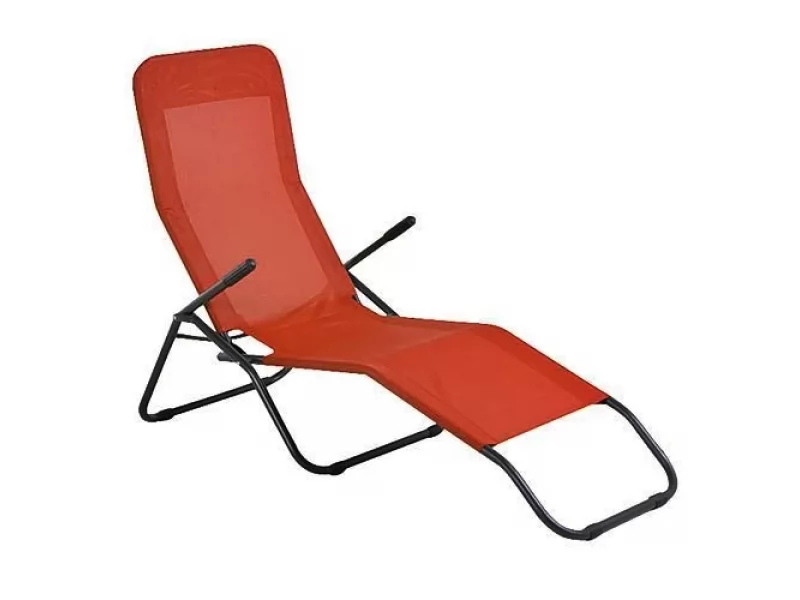 Sezlong pliabil,140x60x96cm,cadru otel,culoare portocalie