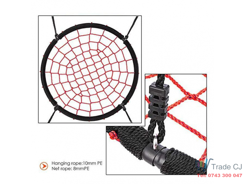 Leagan rotund pentru copii 3-12 ani SpiderNet, diamentru 95 cm, max 70 kg, franghii agatare 1.8 m