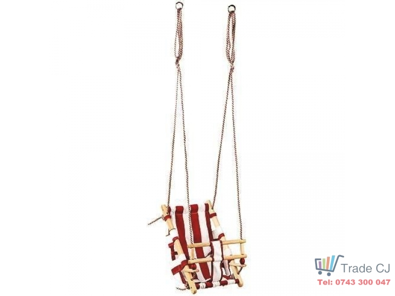 Leagan ST Kids pentru copii,cadru lemn,material textil rosu-alb,max 70 kg,36x24x45 cm