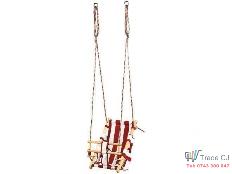 Leagan ST Kids pentru copii,cadru lemn,material textil rosu-alb,max 70 kg,36x24x45 cm