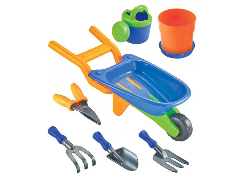 Set jucarii roaba + 7 accesorii pentru plaja si gradina