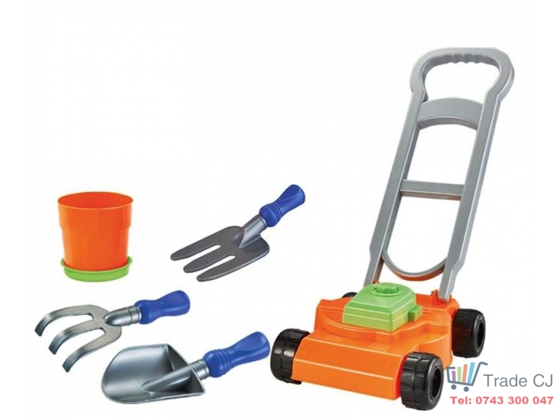 Set jucarii masinuta tuns iarba + 5 accesorii pentru plaja si gradina