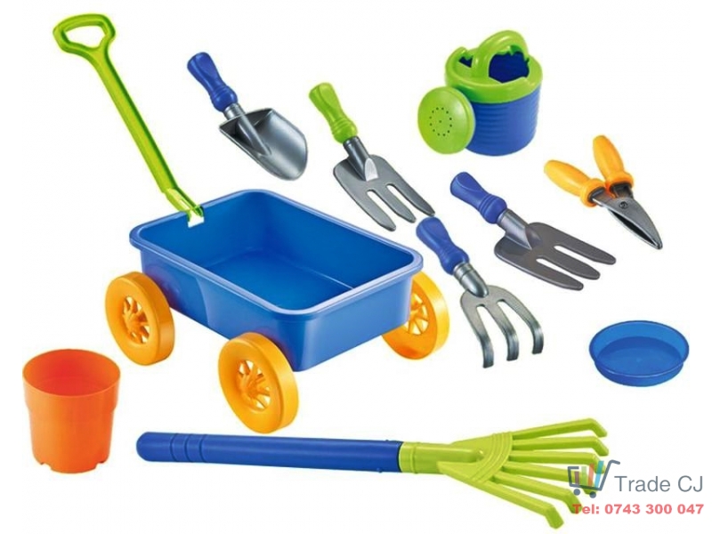 Set 9 jucarii pentru plaja si nisip, Strend Pro, carucior, unelte, stropitoare