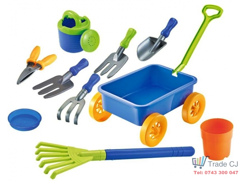 Set 9 jucarii pentru plaja si nisip, Strend Pro, carucior, unelte, stropitoare