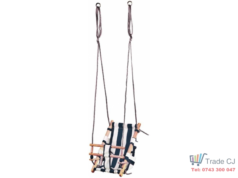 Leagan ST Kids pentru copii,cadru lemn,material textil albastru alb,max 70 kg,36x24x45 cm
