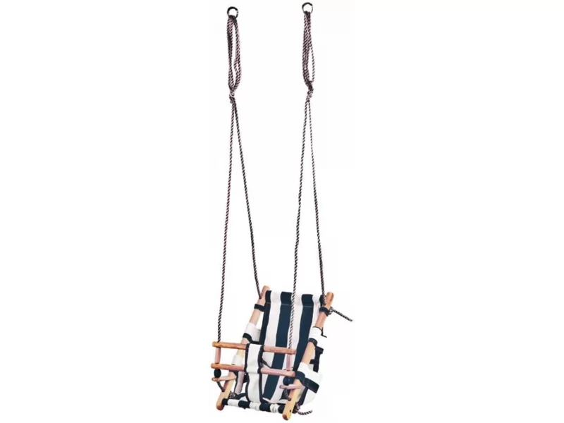 Leagan ST Kids pentru copii,cadru lemn,material textil albastru alb,max 70 kg,36x24x45 cm