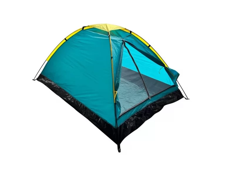 Cort pentru camping si drumetie, SGTT Relax pentru 2 persoane, din poliester si fibra, inchidere frontala. rezistent UV si apa, 205x150x100 cm