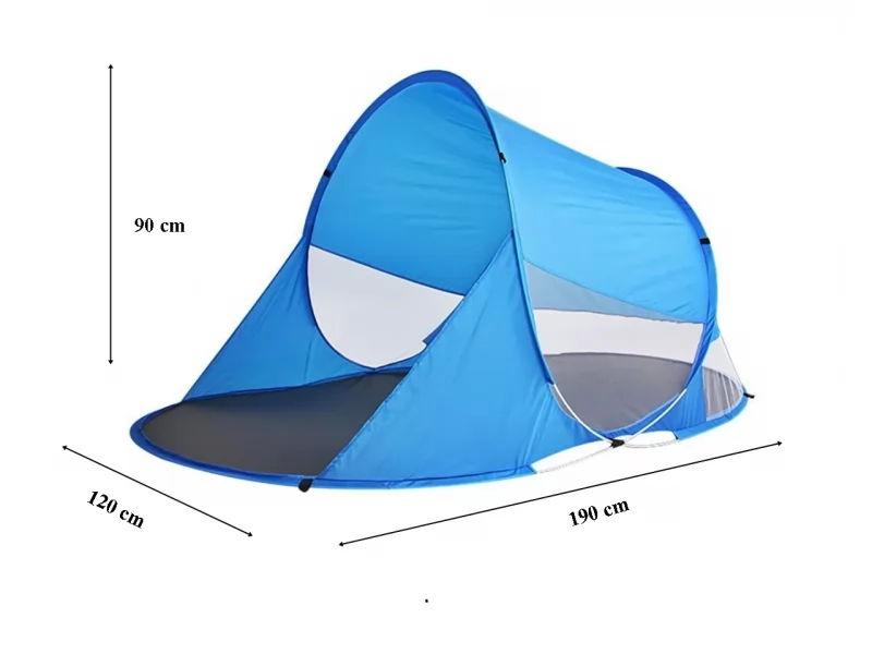 Cort de plaja si picnic SGTT Relax, din poliester si fibra.plasa laterala, rezistent UV si apa, 190x120x90 cm