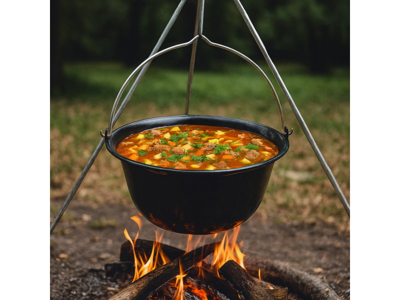 Ceaun emailat negru cu maner metal, pentru gulas si tocanite, capacitate 12l, 39.8x18 cm