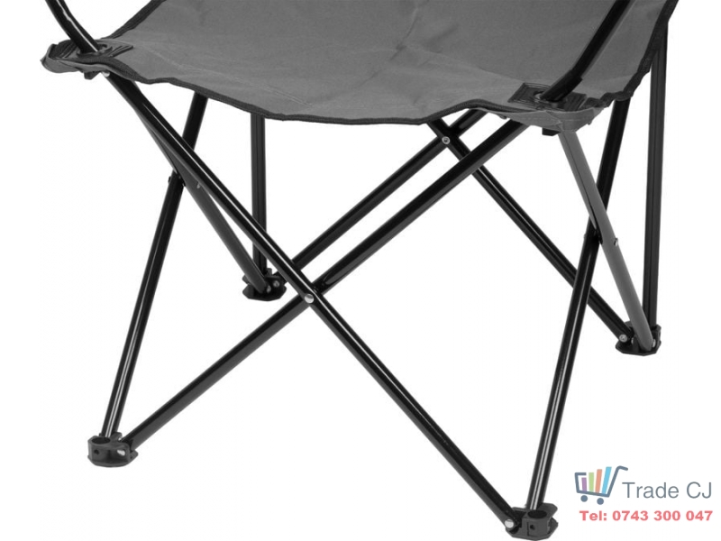 Scaun pliabil pentru camping, gradina si pescuit, Oxford 600D, cadru metalic, gri inchis, 82 x 50 x 80 cm, max 120 kg