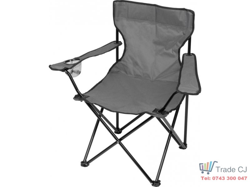 Scaun pliabil pentru camping, gradina si pescuit, Oxford 600D, cadru metalic, gri inchis, 82 x 50 x 80 cm, max 120 kg