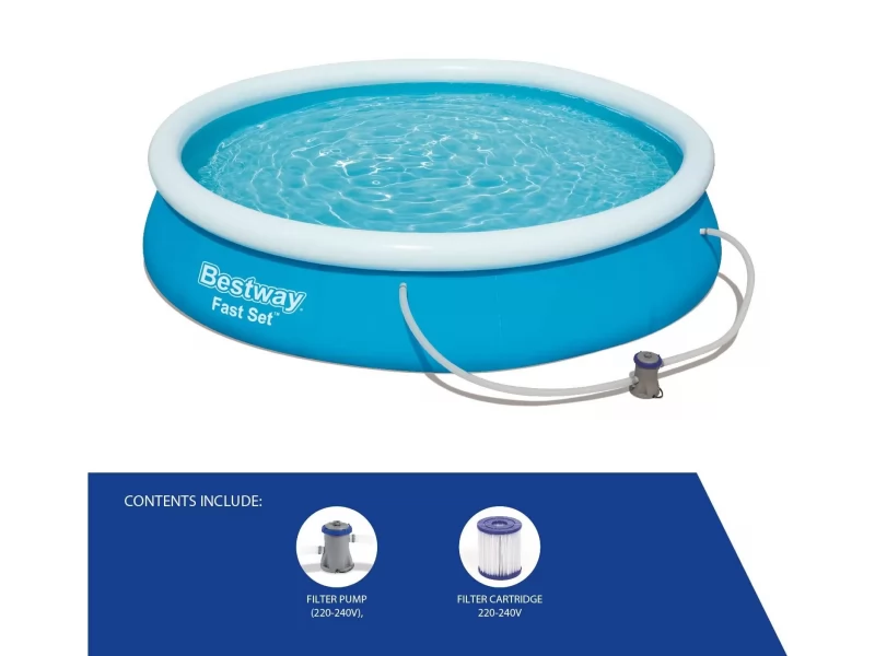 Piscina cu inel gonflabil Bestwayﾮ FS, Triplex PVC, 366x76 cm, cu pompa filtrare inclusa