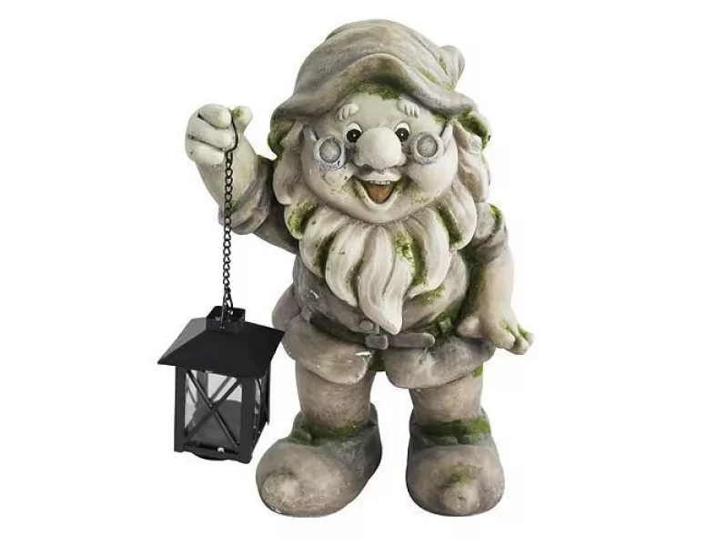 Decoratiune gradina Dwarf with lantern,ceramica,24 x 20.5 x 36 cm