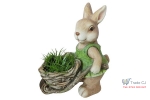 Ghiveci decorativ Rabbit with Wheel barrow,,ceramica,34 x 19.5 x 40 cm