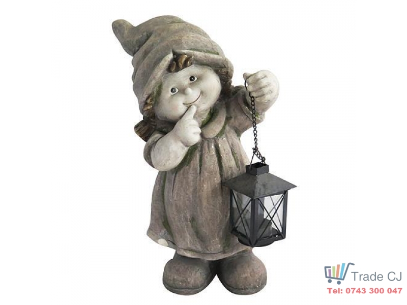 Decoratiune gradina Girl with lantern, ceramica,24 x 15.5 x 39 cm