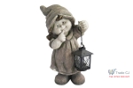 Decoratiune gradina Girl with lantern, ceramica,24 x 15.5 x 39 cm