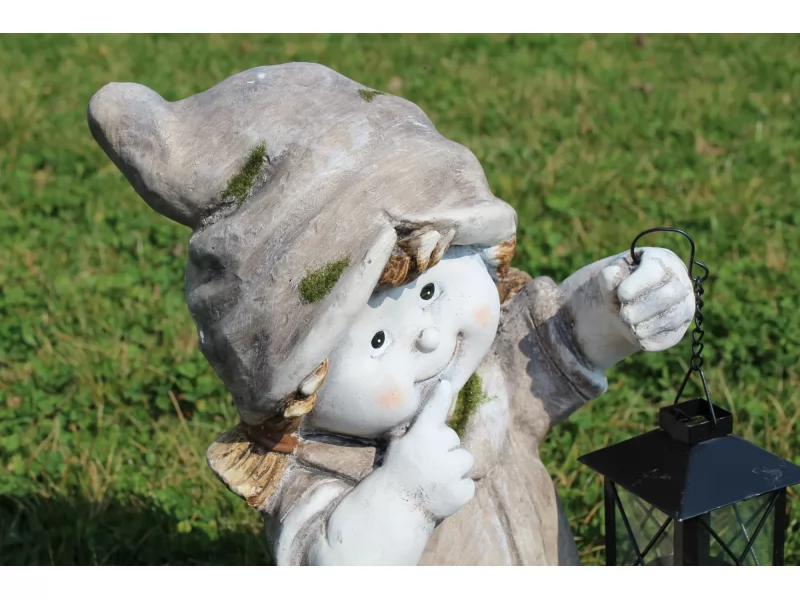 Decoratiune gradina Girl with lantern, ceramica,24 x 15.5 x 39 cm