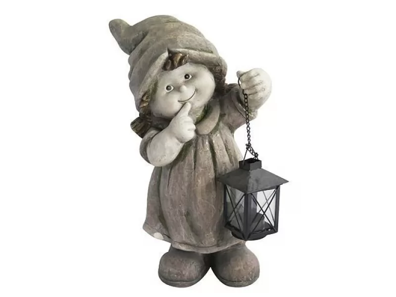 Decoratiune gradina Girl with lantern, ceramica,24 x 15.5 x 39 cm
