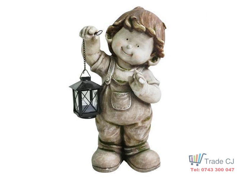 Decoratiune gradina Boy with lantern, ceramica,23 x19.5 x 43 cm
