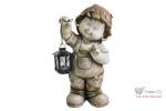 Decoratiune gradina Boy with lantern, ceramica,23 x19.5 x 43 cm
