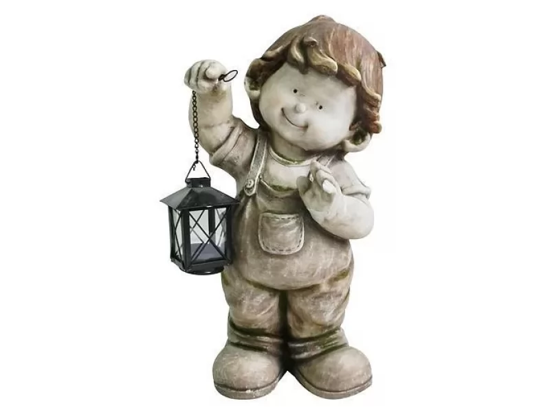 Decoratiune gradina Boy with lantern, ceramica,23 x19.5 x 43 cm