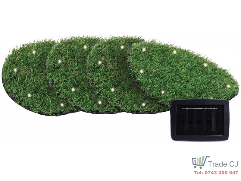 Set 4 lampi solare cu iluminare LED, diametru 24 cm, AA