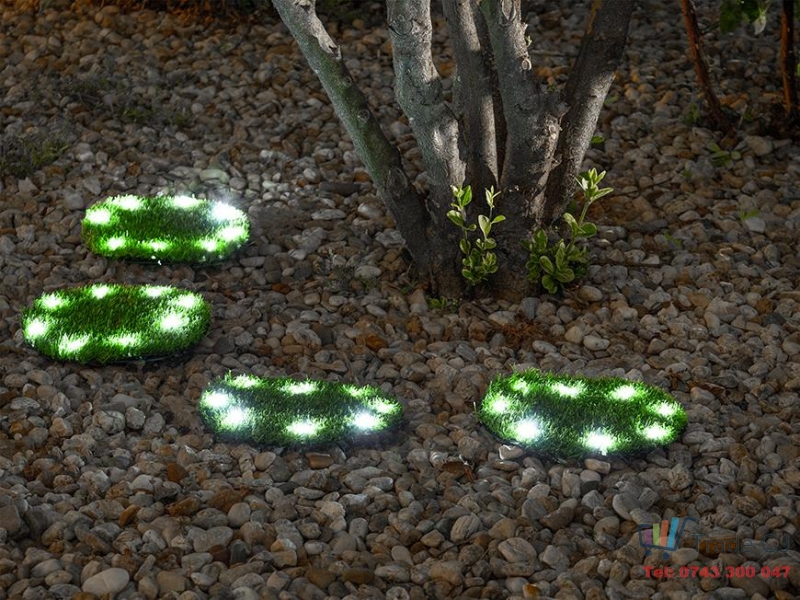 Set 4 lampi solare cu iluminare LED, diametru 24 cm, AA