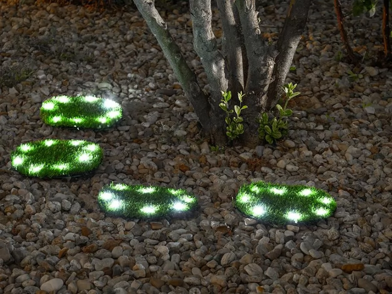 Set 4 lampi solare cu iluminare LED, diametru 24 cm, AA