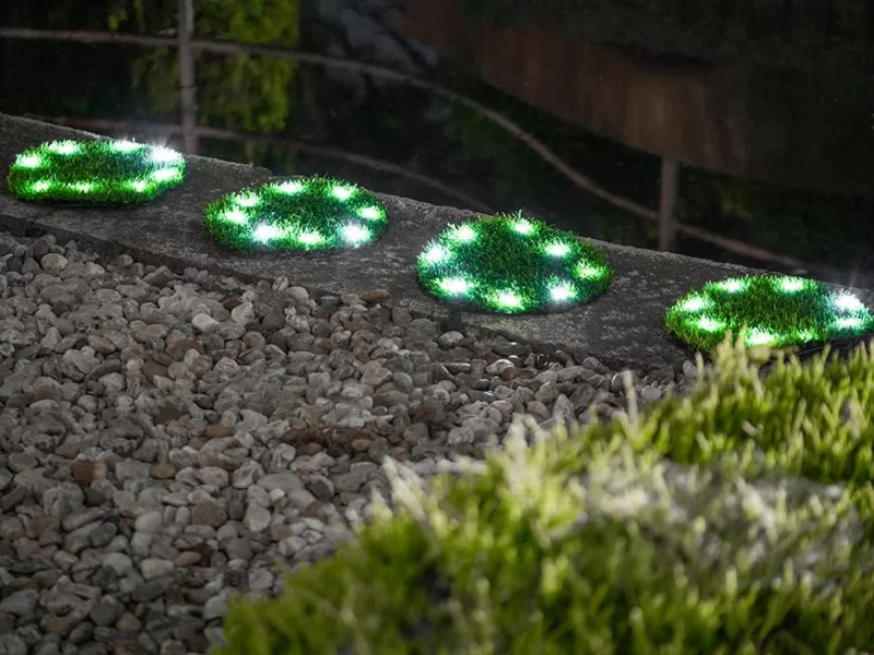Set 4 lampi solare cu iluminare LED, diametru 24 cm, AA