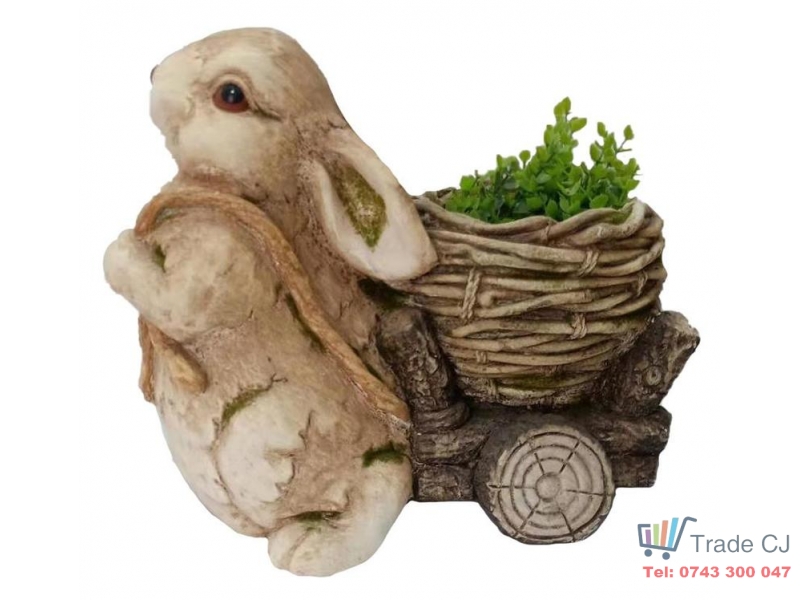 Ghiveci decorativ Bunny with trolley ,ceramica,34 x 19 x 39 cm