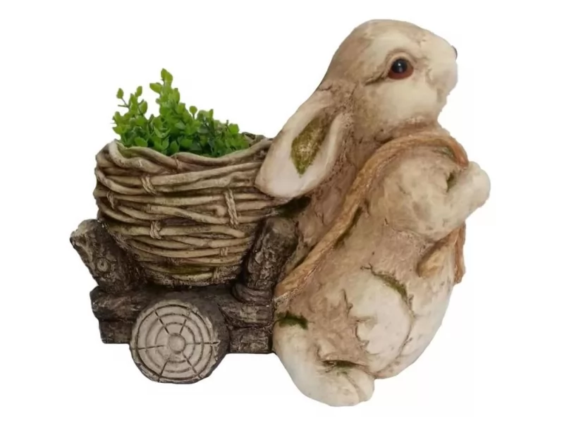 Ghiveci decorativ Bunny with trolley ,ceramica,34 x 19 x 39 cm