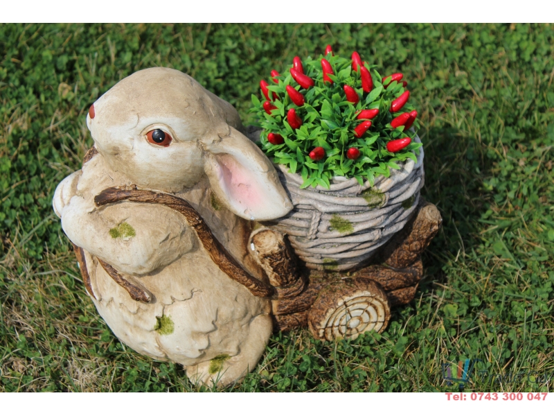 Ghiveci decorativ Bunny with trolley ,ceramica,34 x 19 x 39 cm