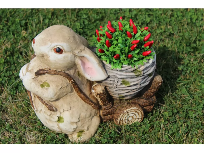 Ghiveci decorativ Bunny with trolley ,ceramica,34 x 19 x 39 cm