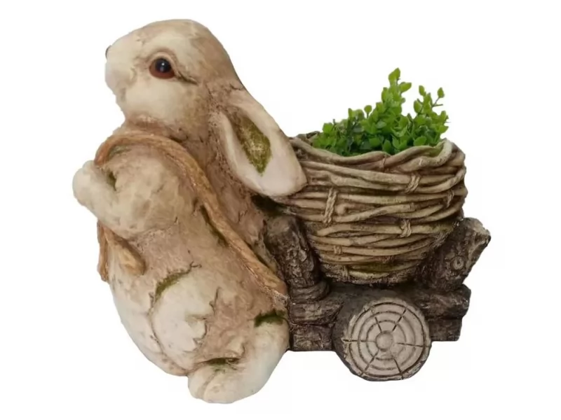 Ghiveci decorativ Bunny with trolley ,ceramica,34 x 19 x 39 cm