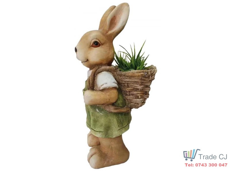 Ghiveci decorativ Bunny with basket,ceramica,22 x 18.5 x 46 cm
