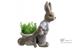 Ghiveci decorativ Bunny with trolley,ceramica,42 x 19 x 49 cm