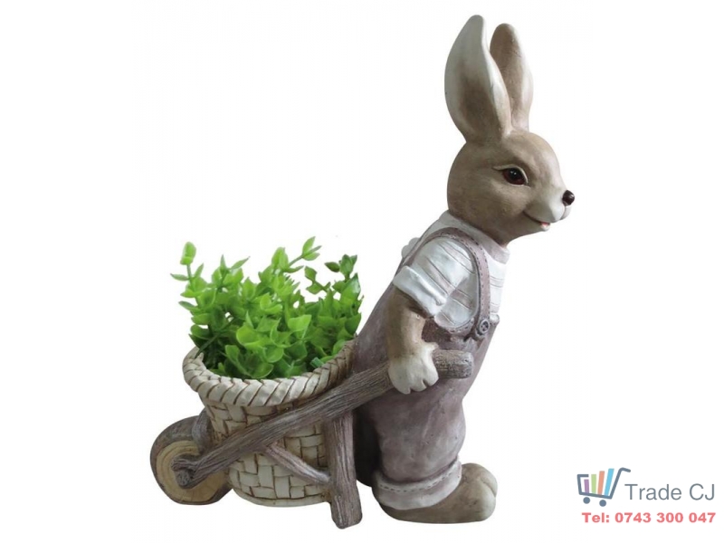 Ghiveci decorativ Bunny with trolley,ceramica,42 x 19 x 49 cm
