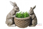 Ghiveci decorativ Rabbit in the basket,ceramica,42 x 21 x 30 cm