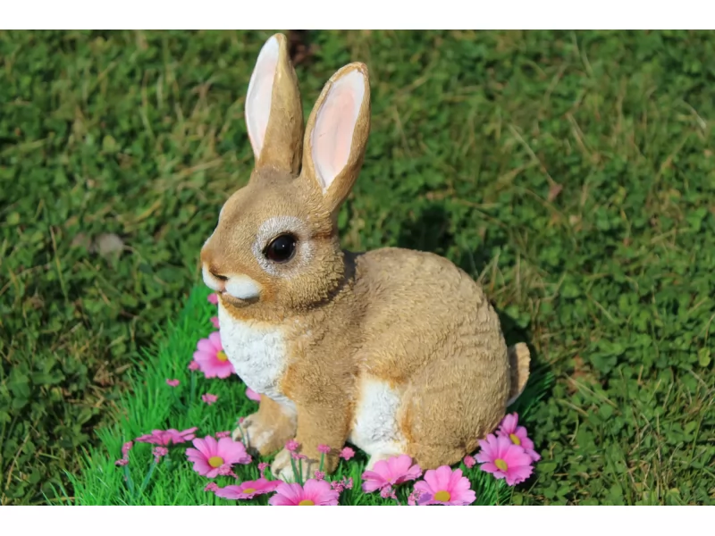 Decoratiune pentru gradina Rabbit,rasina sintetica,18,5 x 15,5 x 26cm