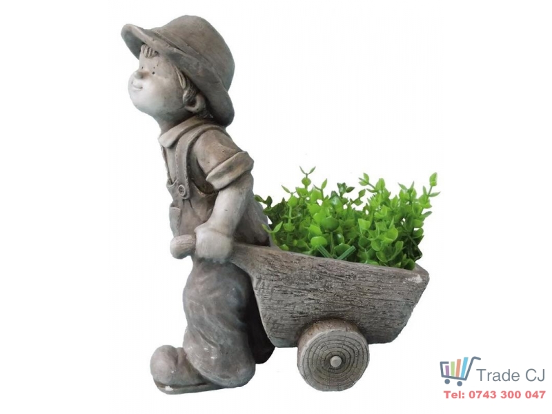 Ghiveci decorativ Boy with trolley, ceramica,37x19x47 cm
