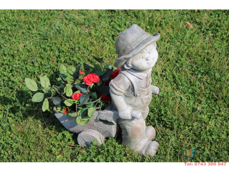 Ghiveci decorativ Boy with trolley, ceramica,37x19x47 cm