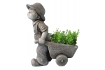Ghiveci decorativ Boy with trolley, ceramica,37x19x47 cm