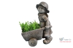 Ghiveci decorativ Girl with trolley ,ceramica,34 x 20 x 47 cm