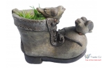 Decoratiune gradina Boot with flowerpot, ceramica 23cm inaltime