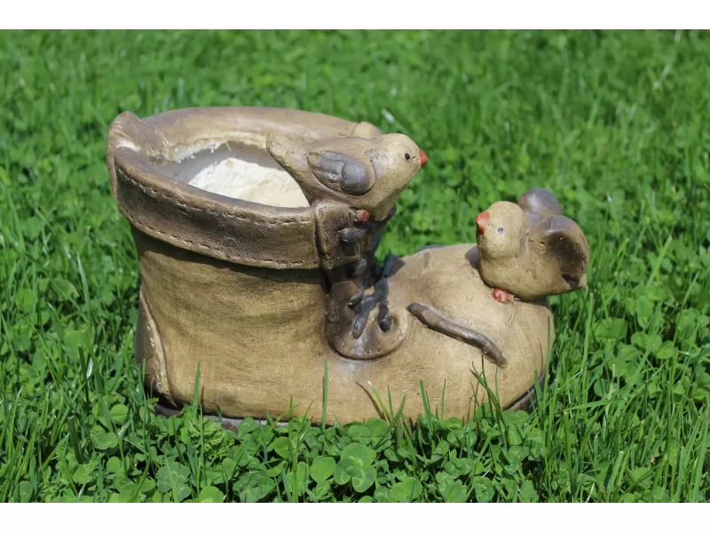 Decoratiune gradina Boot with flowerpot, ceramica 23cm inaltime